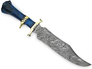 Couteau bowie fait main en acier Damas avec manche en os et gaine en cuir couteau Viking couteau extérieur manche en laiton en gros - Product Image 5
