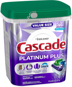 Cascade Platinum Plus Dishwasher Pods, Dishwasher <b>Detergent</b>, Dish <b>Detergent</b> Soap, Fresh, 57 Count - Product Image 1