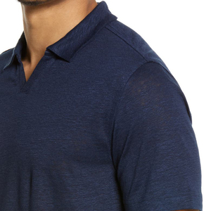Polo Azul Marino para Hombre, Color Sólido, Tejido de Algodón, Informal, Verano, Manga Corta, con Cuello - Product Image 5
