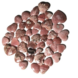 Prix de gros Lot de pierres de rhodochrosite rose naturelle, pierres précieuses taillées en cœur pour la fabrication de bijoux, 20-45 mm, 8-12 g - Product Image 1