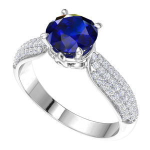 925 Sterling <b>Silver</b> Rhodium Plated Blue Sapphire CZ <b>Solitaire</b> <b>Ring</b> Luxury Pave Engagement <b>Ring</b> for Women Wedding Jewelry - Product Image 1