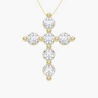 Collar de Oro Sólido de 14K con Diamante Redondo de Corte Brillante Cultivado en Laboratorio, Joyería Fina Personalizada para Mujer, Regalo de Boda