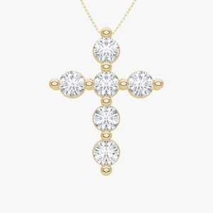 Wholesale 14K Solid Gold Lab Grown Diamond Cross <b>Necklace</b> Custom Fine Jewelry Direct Manufacturer Supplier For Women - Product Image 2