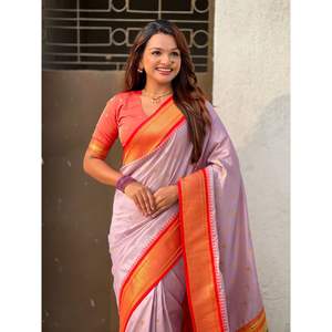 Sari en soie Paithani indien traditionnel Elite Weaves avec motifs tissés Zari et pallu paon Meenakari pour mariages - Product Image 5