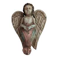 Décoration murale en bois sculpté à la main, ange religieux, sculpture décorative artisanale pour la maison, le temple, le salon, cadeau de Noël
