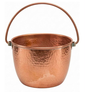 Cubo de hielo de cobre con acabado martillado, enfriador de champán y vino con asas laterales y pinzas de acero inoxidable para bar y hotel - Product Image 1