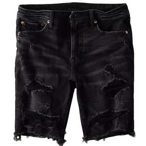 Shorts en denim noir de qualité supérieure pour hommes, fabriqués sur mesure, style streetwear - Product Image 1