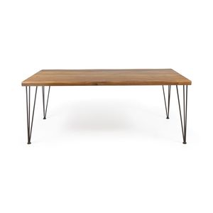 Set da Pranzo Moderno per Esterni da 6 Persone, 7 Pezzi, con Tavolo Rettangolare in Legno di Acacia da 183 cm e Sedie in Rattan, Set di Mobili da Giardino - Product Image 3