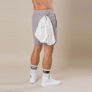 New Arrival Gym Grey Light Weight Fitness Side Pocket Men Sports <b>Shorts</b> With <b>Zipper</b> - Product Image 4