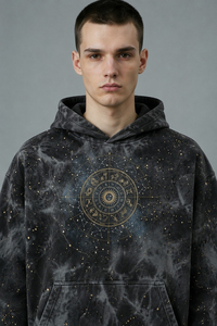 Sweat-shirt à capuche pour homme avec imprimé galaxie, motif astrologique du zodiaque et poche kangourou, logo personnalisé OEM ODM - Product Image 5