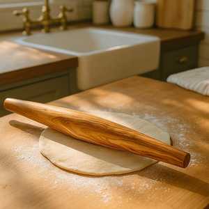 Rouleau à pâtisserie traditionnel en bois pour la préparation de pain plat fait maison - Product Image 5