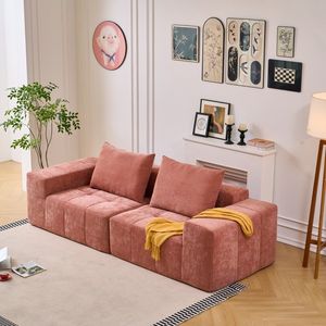 Divano Moderno Minimalista Stile Schneier con 2 Cuscini per Soggiorno, Appartamento o Ufficio - Disponibile in Rosa - Product Image 3