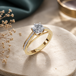 Anillo de Compromiso con Diamante Redondo Cultivado en Laboratorio, Certificado por IGI, para Mujer, en Oro de 10K, 14K, 18K, Plata 925, 935 - Product Image 1
