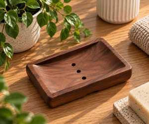 Jabonera de Madera Natural para Baño, Hecha a Mano, Ecológica, con Base de Listones para Ducha y Lavabo - Product Image 3