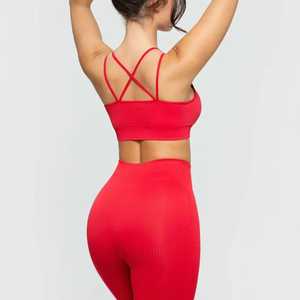 Conjunto deportivo de yoga sin costuras para mujer, ligero, transpirable, traje deportivo de fitness, ropa deportiva de 2 piezas y ropa para correr. - Product Image 4