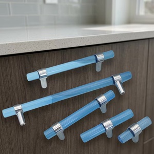 Modern Blue <b>Crystal</b> Round Bar Cabinet Handles for Kitchen Drawer Wardrobe Pulls Durable Nickel Eco-Friendly Hardware - Product Image 5