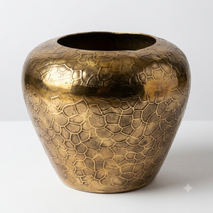 Handcrafted Brass Decorative <b>Vase</b> Textured <b>Gold</b> Finish Luxury Table Centerpiece Modern Home Decor Living Room Office Piece - Product Image 3