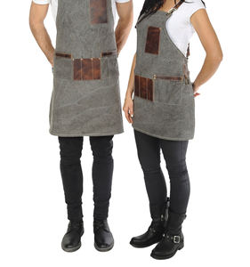 Delantal Industrial de Lujo de Cuero y Lona con Cremallera, Ajustable, con Tirantes Cruzados en la Espalda, para Chef, Barista, Barbero, Carpintero, Taller, Modelo LCA-0066 - Product Image 3