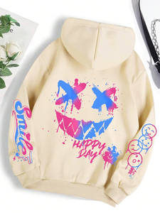 Unisex White Hooded Fleece 100% Cotton <b>Sweatshirt</b> Eco-Friendly Oversized Casual Fit Regular Sleeve Winter Style - Product Image 2