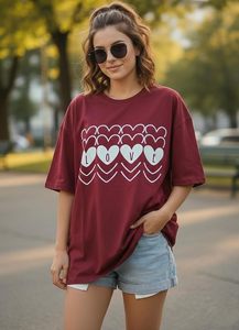 Camiseta Oversize de Algodón con Cuello Redondo y Manga Media para Mujer, Estampada, de Hombro Caído y Ajuste Holgado - Product Image 3