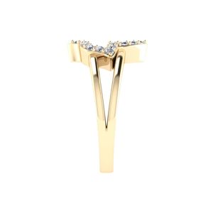 Yellow Gold Plated Leaf Crystal <b>Ring</b> Women Elegant Fashion Jewelry Statement <b>Ring</b> Gift Accessory Stylish Daily Wear - Product Image 3
