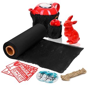 Papel de embalaje de panal negro 15 pulgadas X 100 pies 1 rollo de envoltura para artículos móviles frágiles Materiales de embalaje perforados Artículos frágiles - Product Image 1