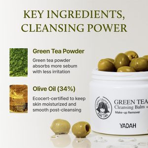 Bálsamo Limpiador de Té Verde YADAH 100ml, Desmaquillante, Limpiador Facial, Fórmula Sorbet-to-oil-to-milk, Oliva, Girasol, Jojoba - Product Image 5