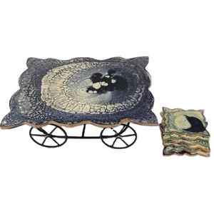 Wood Artware <b>Bamboo</b> Heat Resistant Resin Material coaster Landscape Creative Tableware Saucer Personalized Bowl <b>Mat</b> - Product Image 5