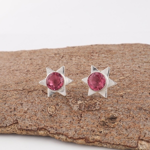 Nuevos Pendientes de Turmalina Oink Hechos a Mano por Diseñadores 2026, Joyería en Plata de Ley 925 para Mujeres y Niñas - Product Image 1