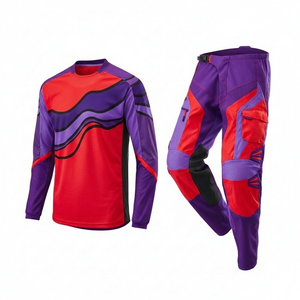 ชุดมอเตอร์ครอสระบายอากาศได้ดี ชุดแข่งรถออโต้ ยูนิเซ็กซ์ เสื้อเจอร์ซีย์แขนยาว กางเกงมอเตอร์ครอส ชุด MX แบบกำหนดเองได้ - Product Image 1