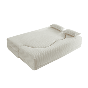 Divano letto moderno Beige 15 \ "Full Size convertibile in peluche velluto a coste imbottito in schiuma, nessun montaggio richiesto per il letto del soggiorno - Product Image 3