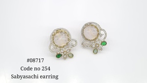 08717Stud earrings Cubic zirconia <b>Magic</b> Doublet stone Mehandi plated Brass stud earrings Floral Jewelry for Party Evening Wear - Product Image 6