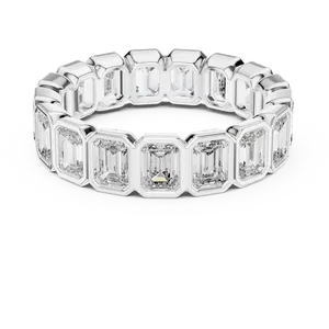 Anillo Unisex de Plata 925 con Diamantes Cultivados en Laboratorio, Corte Esmeralda, Estilo Eternity, 3.40 CTW, Color E, Diseño Art Deco de Lujo - Product Image 1