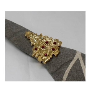 Wholesale Customizable Gold Menorah Napkin Rings Modern Eco-Friendly Durable Aluminum Wedding Napkin Holders <b>Table</b> Decor OEM - Product Image 5