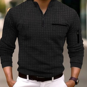 Chemises de golf à manches longues pour hommes, tricotées, à fermeture éclair, style décontracté, coupe régulière, polyester/coton, technologie OPTI-Dri, protection solaire - Product Image 1