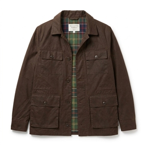Autumn Winter Custom OEM Over Under Men Waxed Cotton Shell Waterproof Outdoor Hunting <b>Work</b> Oil <b>Jacket</b> - Product Image 2