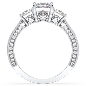 Bague de fiançailles REYES élégante à trois pierres en moissanite taille princesse, en argent sterling 925 pavé, cadeau d'anniversaire, bijoux fins - Product Image 6