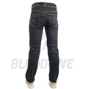 Men's Dark Blue Motorcycle Jeans With Knee <b>Padding</b> Waterproof Cotton Nylon Pants All Seasons Racing Wear - Product Image 2
