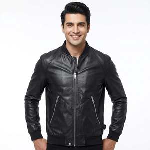 Mens Genuine Lambskin Leather <b>Jacket</b> Zipper Mens Classic Brown Slim Fit Biker Rider <b>Sheepskin</b> Motorcycle Leather <b>jacket</b> for men - Product Image 6