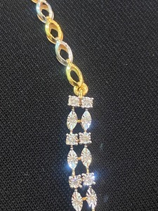 18K Two Tone Gold Round Baguette Cut Diamond Double Row Strand Chain Luxury <b>Statement</b> <b>Necklace</b> | Gift - Product Image 4