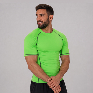 Wholesale <b>Men</b> Short Sleeve BJJ Rash Guard <b>Compression</b> Rashguard Sublimated Gym Fitness Training <b>Shirt</b> MMA Grappling - Product Image 4