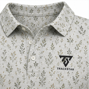 Trackstar Men's Gray Olive <b>Botanical</b> <b>Print</b> Polo Shirt Short Sleeve Button Collar Casual Golf Shirt Custom Logo - Product Image 6
