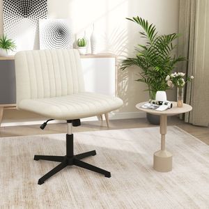 Sedia da Ufficio con Gambe Incrociate, Rotazione a 120 Gradi, Altezza Regolabile, Senza Ruote - Product Image 6