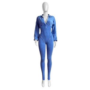 Combinaison moulante noire pour femme à manches longues et col rabattu, effet ventre plat, idéale pour les soirées - Product Image 3