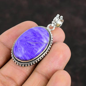 Colgante de Plata de Ley 925, colgante de piedra preciosa Charoite, colgante hecho a mano, joyería de plata, regalo de joyería Charoite para madre - Product Image 3