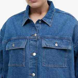 Veste en jean longue pour femme, grande taille, écologique, tissée, manteau d'hiver, fermeture à un bouton - Product Image 3