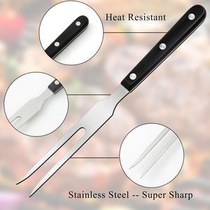 Lot de 2 fourchettes à découper en acier inoxydable avec manche en bois, outils de barbecue pour viande et volaille, pour la cuisine - Product Image 4