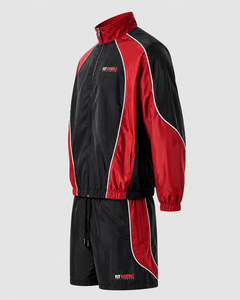 Conjunto Deportivo para Hombre Fly Humble, Color Negro y Rojo, Bloques de Color, Transpirable, 100% Felpa de Seda, Cuello en V, Cuello Alto, Ropa de Verano - Product Image 5