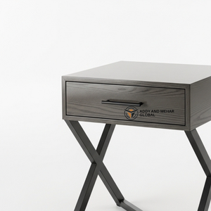 Taburete Industrial Moderno de Madera con Cajón y Base Metálica, Taburete de Almacenamiento de Lujo para Entrada, Dormitorio y Almacén, Color Personalizado - Product Image 6