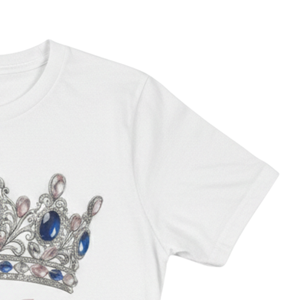 T-shirt graphique Couronne de Bijoux pour Femme, en Coton Doux, Col Rond, Manches Courtes, Décontracté, Tendance, Vêtement Quotidien - Product Image 3